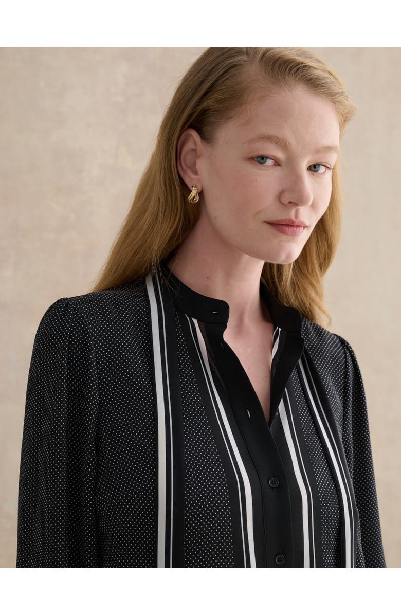 HOBBS LONDON Valerie Tie-Neck Blouse, Alternate, color, Navy Ivory