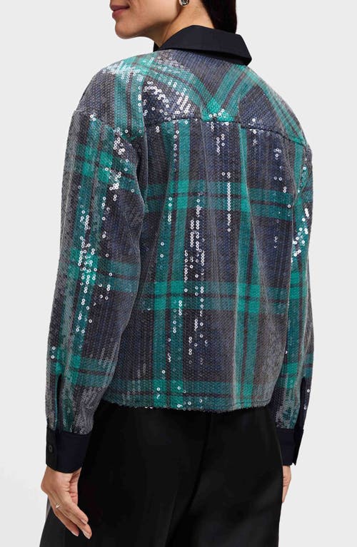 Foxcroft Marina Sequin Button-up Shirt In Multi