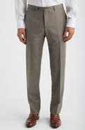 Canali Siena Regular Fit Flat Front Solid Wool Suit Pants