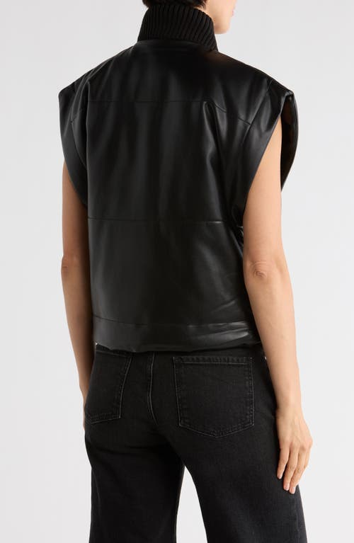 Truth Faux Leather Cap Sleeve Quilted Vest In Black