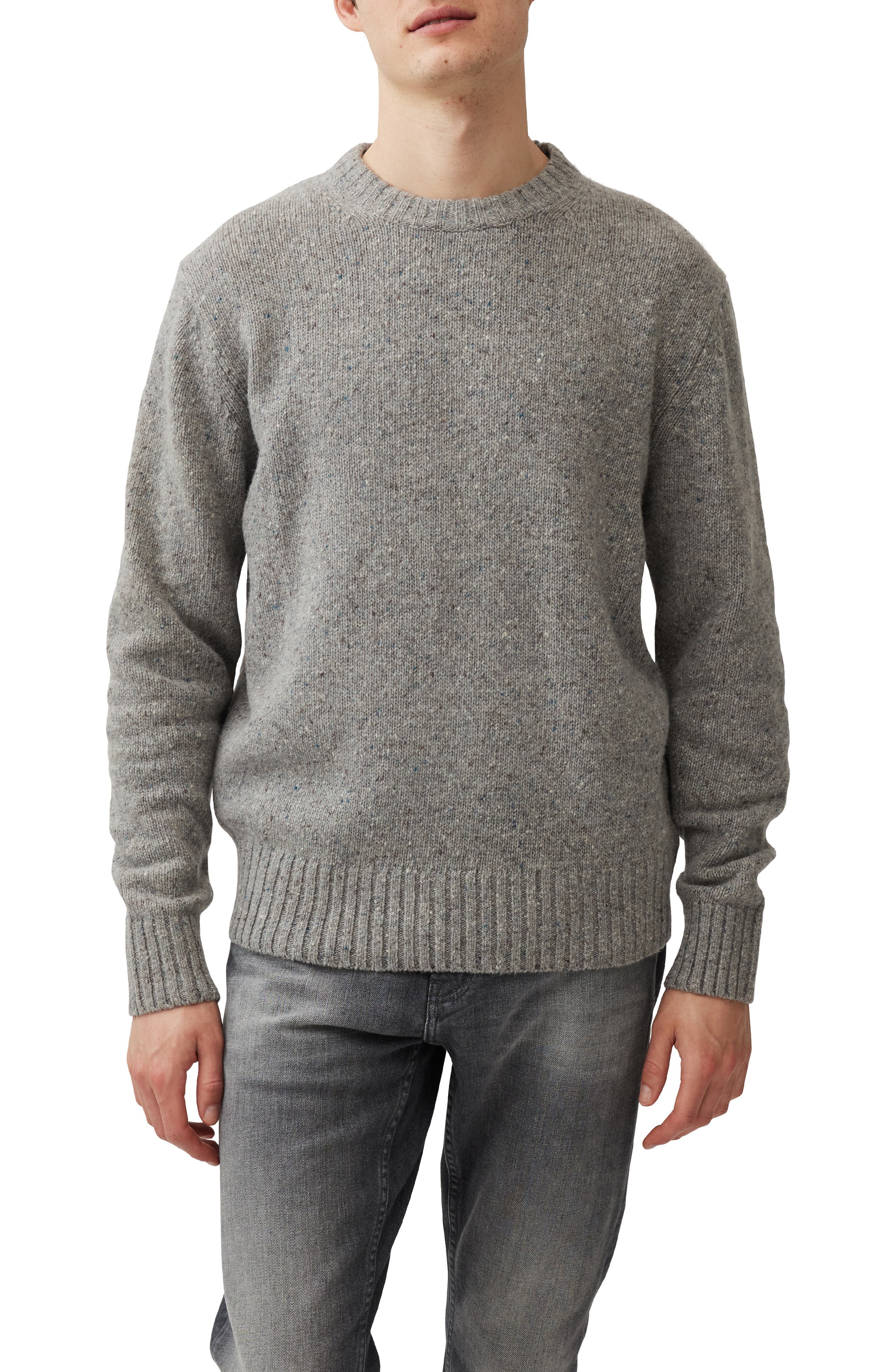 Rodd & Gunn Cox Road Tweed Wool Blend Crewneck Sweater in Stone 