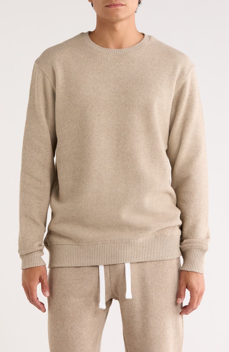 FLEECE FACTORY Nantucket Crewneck Sweater, Main, color, Heather Oatmeal