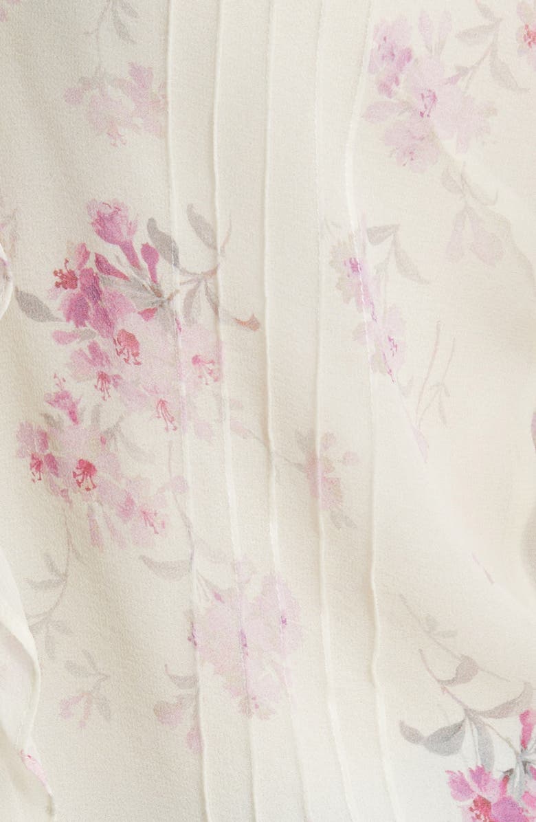 LoveShackFancy Rizzo Floral Print Ruffle Silk Shirt, Alternate, color, 