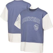 Outerstuff Youth Outerstuff  Navy/Cream Milwaukee Brewers Ultimate Pastels Premium Double Run T-Shirt