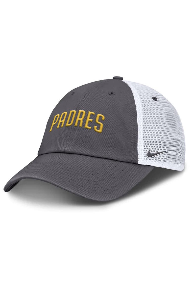 Men's Nike Gray San Diego Padres Wordmark Club Adjustable Trucker Hat, Main, color, Gray