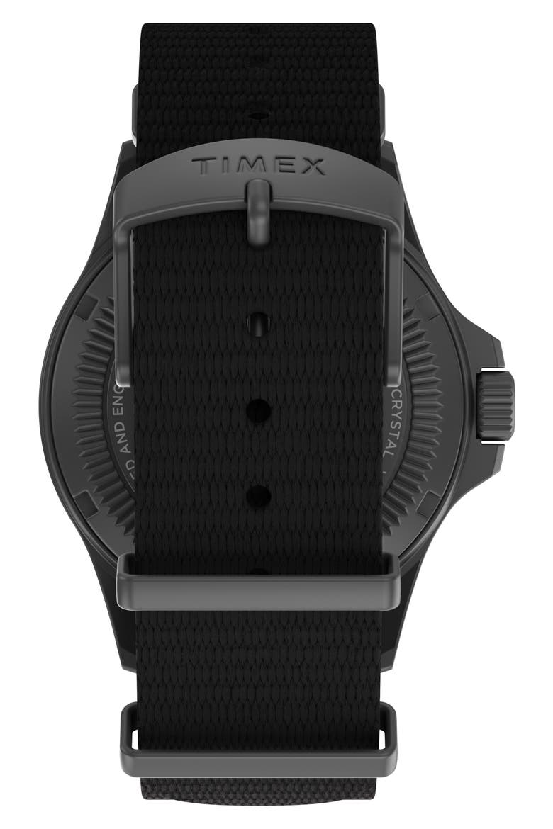 Expedition North Field Post Solar Webbing Strap Watch, 41mm, Alternate, color, BLACK