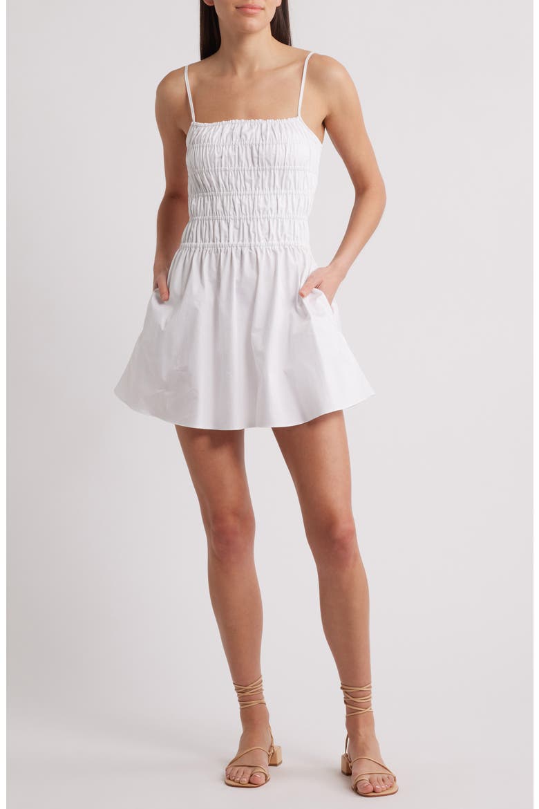 The Delta Cotton Mini Sundress, Main, color, OPTIC WHITE