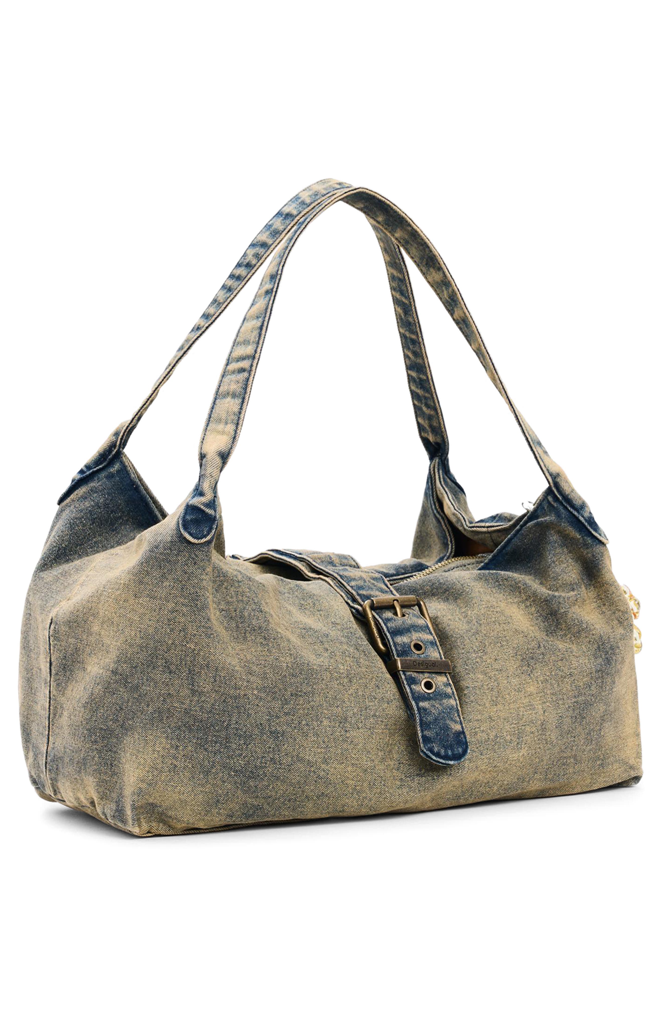 Desigual Denim Tote, Alternate, color, Light Green