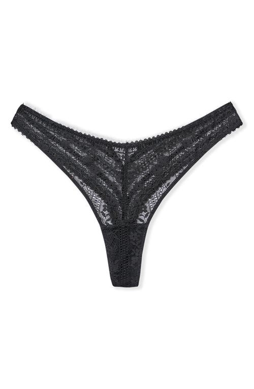Etam Aura Lace Tanga Thong In Black