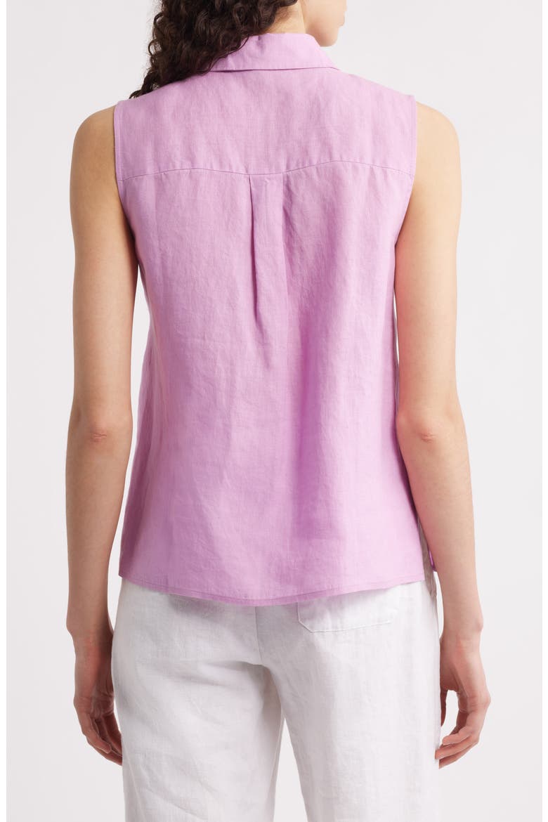 Classic Sleeveless Organic Linen Button-Up Shirt, Alternate, color, FRENCH LILAC