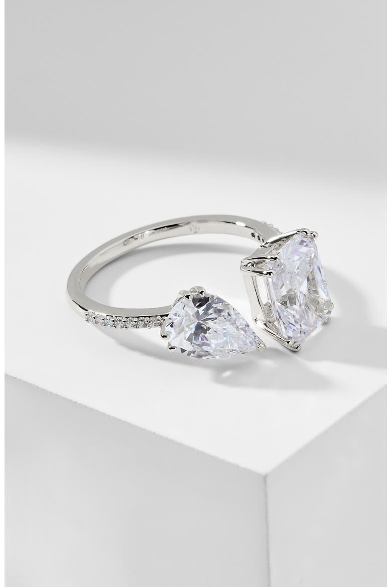 A la Carte Cubic Zirconia Duo Ring, Alternate, color, RHODIUM