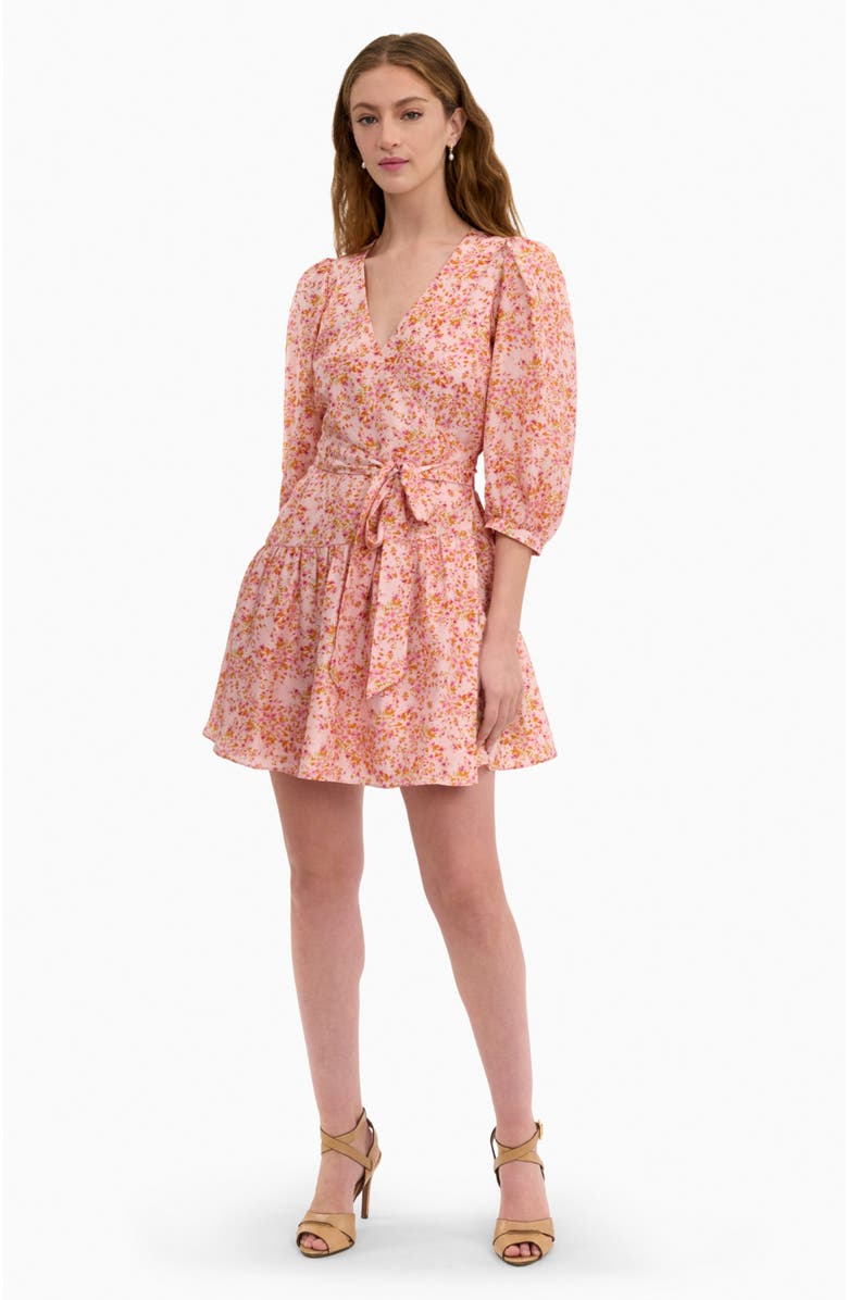 Rebecca Taylor Bellamy Silk Mini Dress, Main, color, Pale Pink Multi