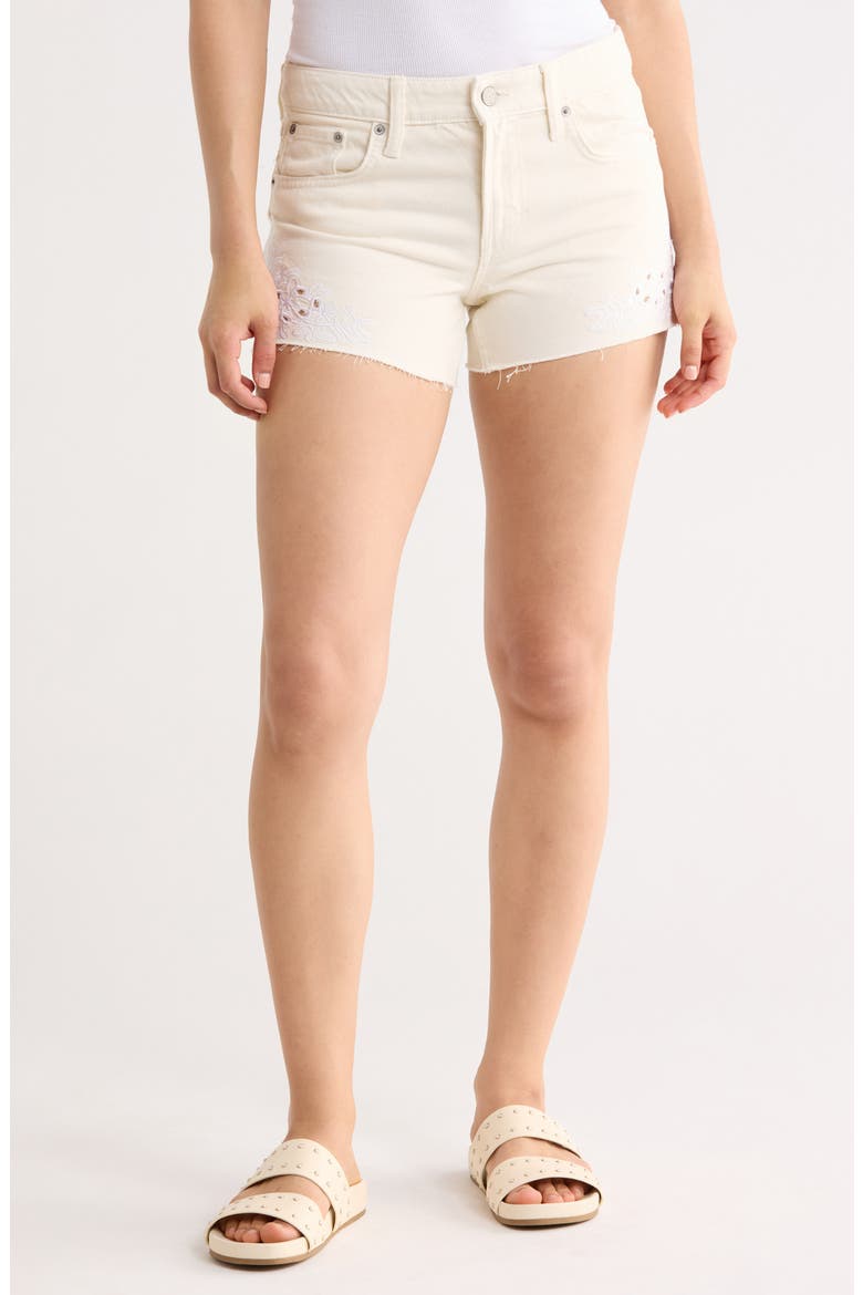 Mid Rise Embroidered Cutoff Shorts, Main, color, WHISPERING WILLOW