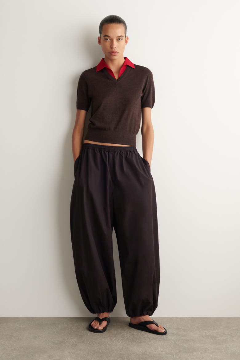 Merino Wool Layered Polo Shirt, Alternate, color, BROWN / RED