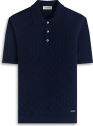 Bugatchi Wave Stitch Cotton Knit Polo