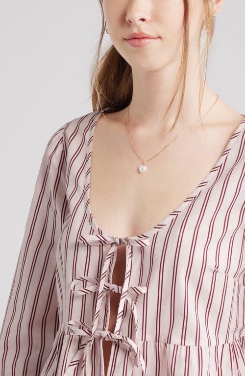 Bp. Tie Front Scoop Neck Cotton Poplin Peplum Top In Multi