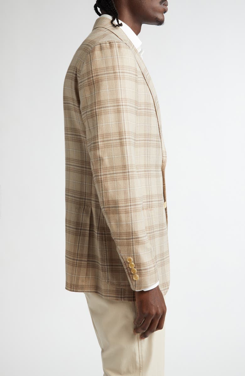 ISAIA Domenico Plaid Silk & Cashmere Sport Coat, Alternate, color, Light Beige