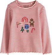 NEXT Kids' Festive Rib Long Sleeve Stretch Cotton Top