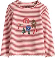 NEXT Kids' Festive Rib Long Sleeve Stretch Cotton Top