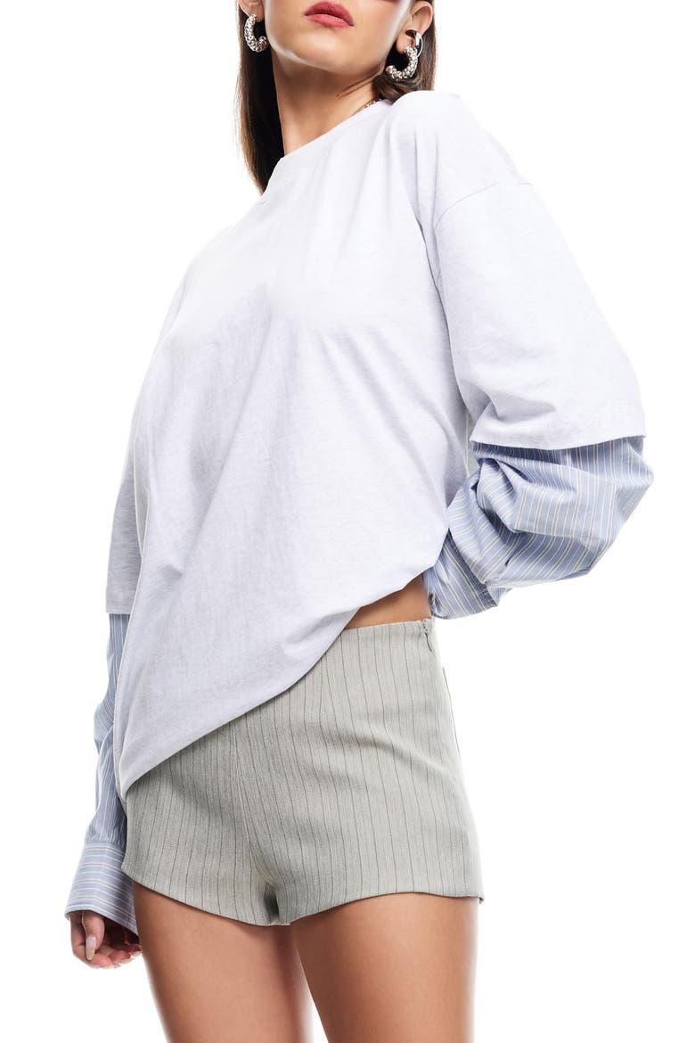 Layered Look Oversize T-Shirt, Alternate, color, GREY