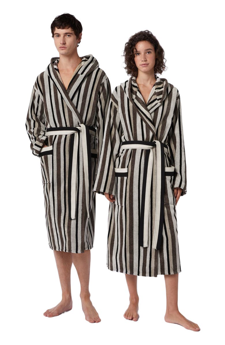 Missoni Home Craig Striped Cotton Terry Bathrobe, Main, color, Black & White