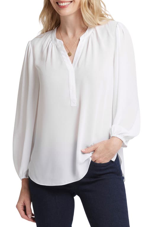 Nydj Puff Sleeve Popover Shirt In Optic White