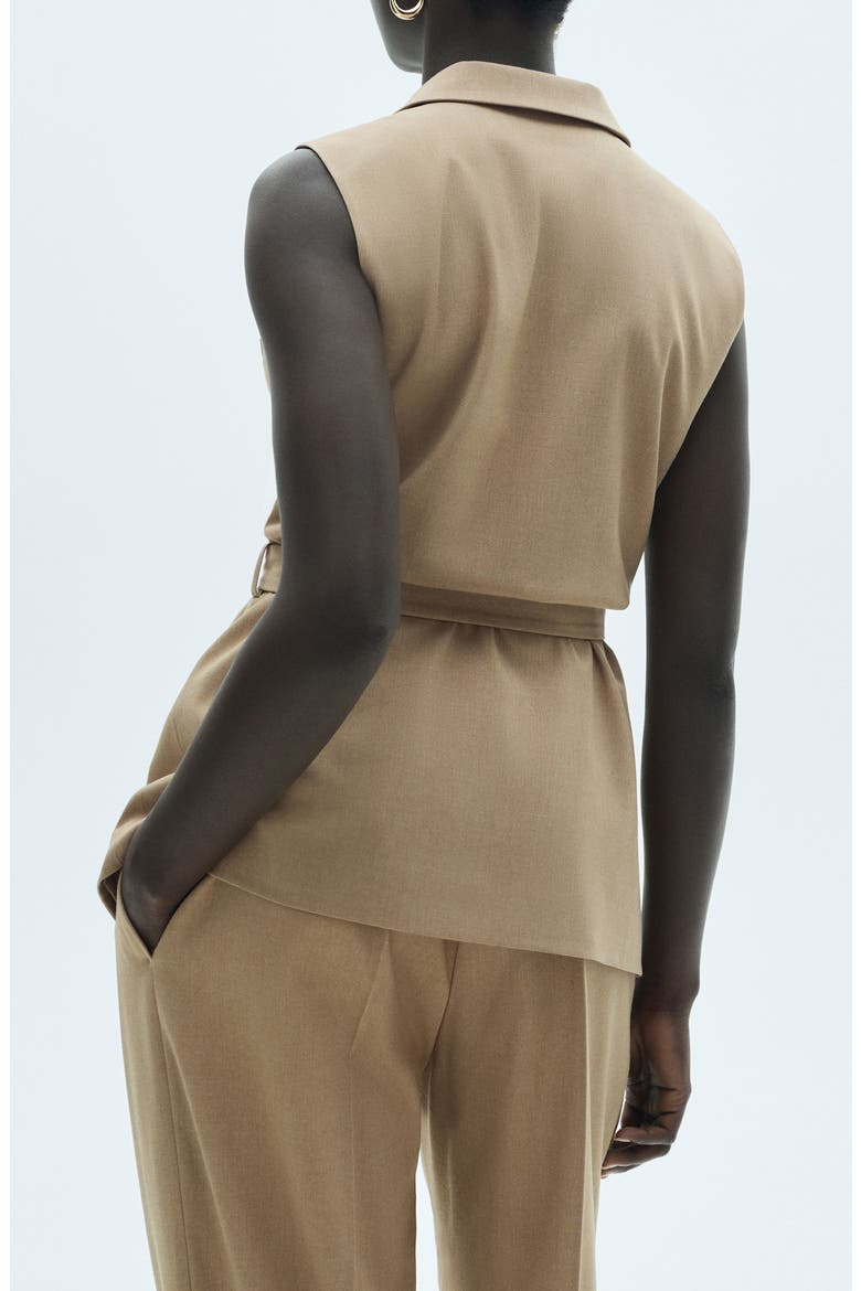 Tie Waist Suit Vest, Alternate, color, BEIGE
