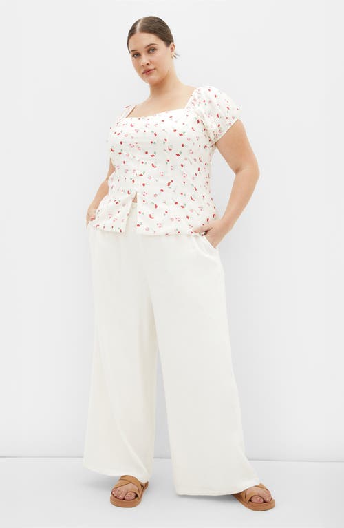 City Chic Daydreamer Print Puff Sleeve Top