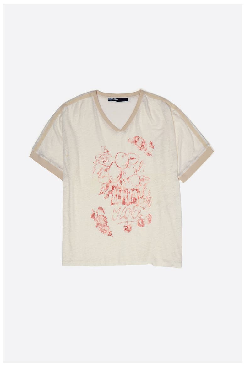Faded Linen Fruit Logo T-Shirt, Alternate, color, IVORY
