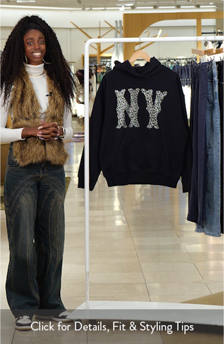 NY Rhinestone Cotton Blend Hoodie, sales video thumbnail