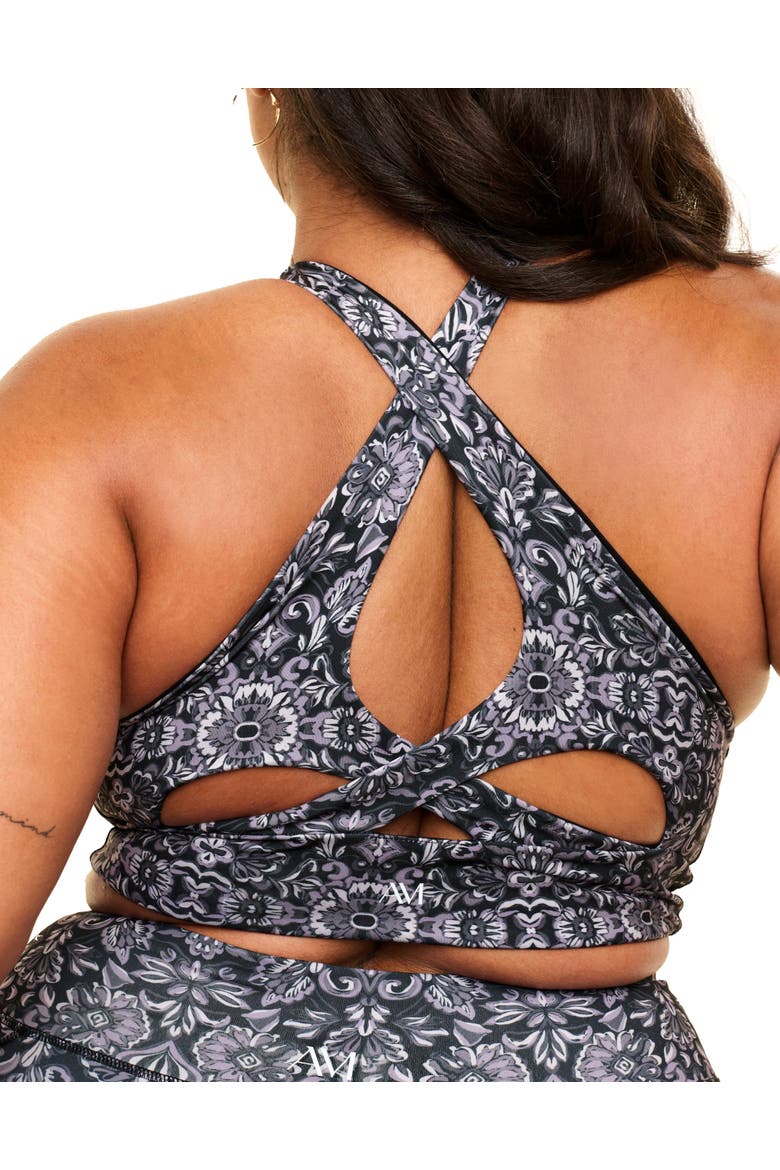 Lotus Medium Support Lotus Sports Bra, Alternate, color, Geo black