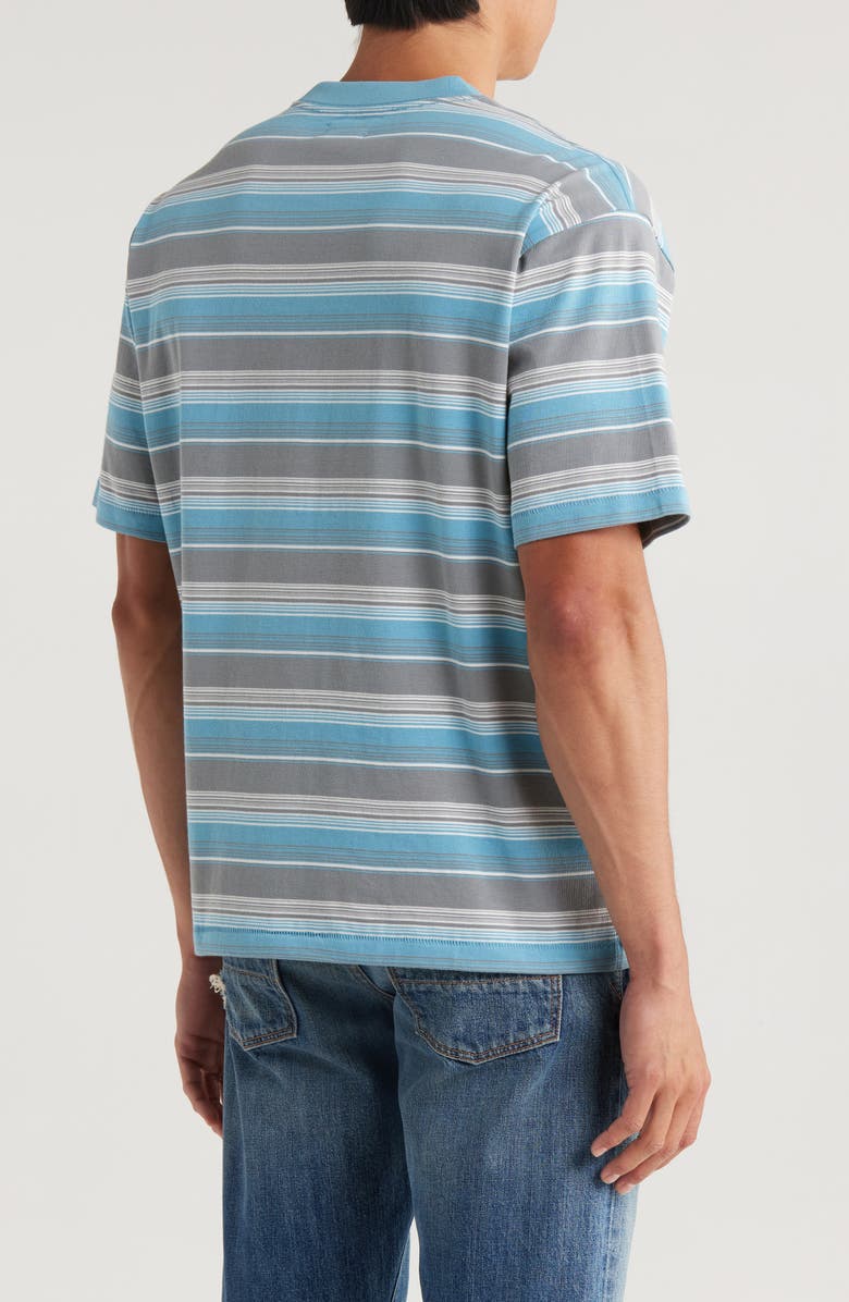 MARKET SMILEY<sup>®</sup> Lockup Embroidered Stripe Cotton T-Shirt, Alternate, color, Tranquil Blue