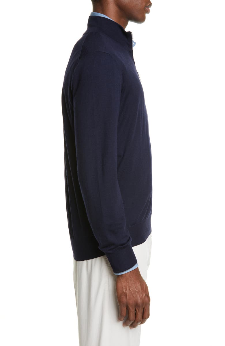 Brunello Cucinelli Fine Gauge Wool & Cashmere Zip Cardigan, Alternate, color,