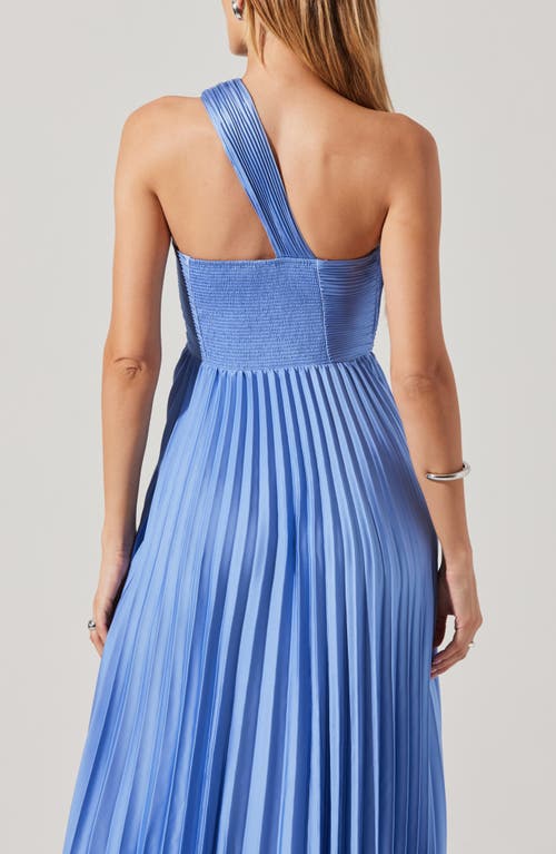 Astr The Label Rasya Pleated One-shoulder Maxi Dress In Blue