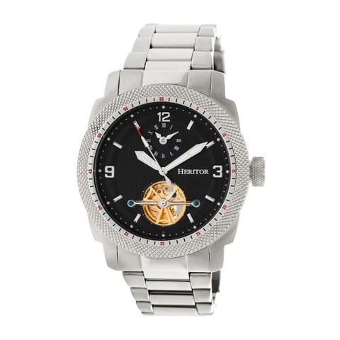 Helmsley Semi-Skeleton Leather-Band Watch