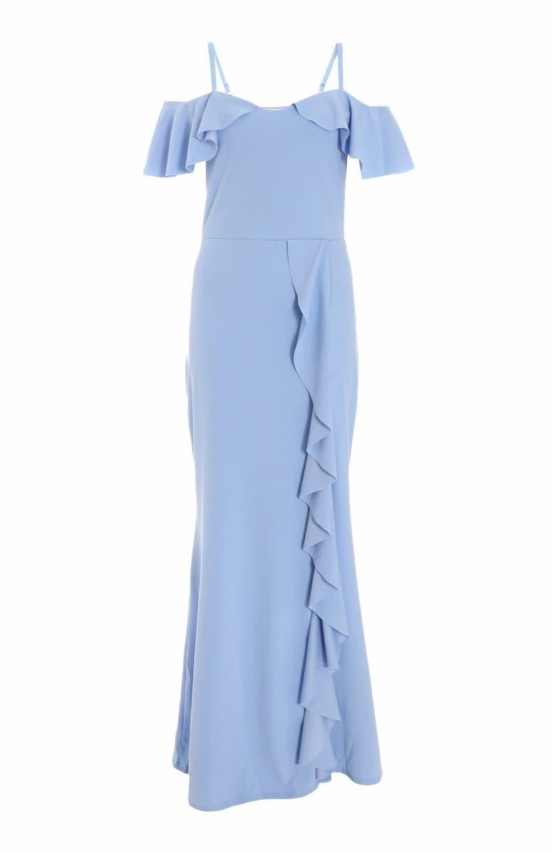 QUIZ Scuba Crepe Cold Shoulder Maxi Dress, Alternate, color, Blue