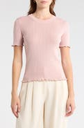 ELIE ELIE TAHARI Pointelle Short Sleeve Sweater