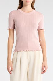 ELIE ELIE TAHARI Pointelle Short Sleeve Sweater