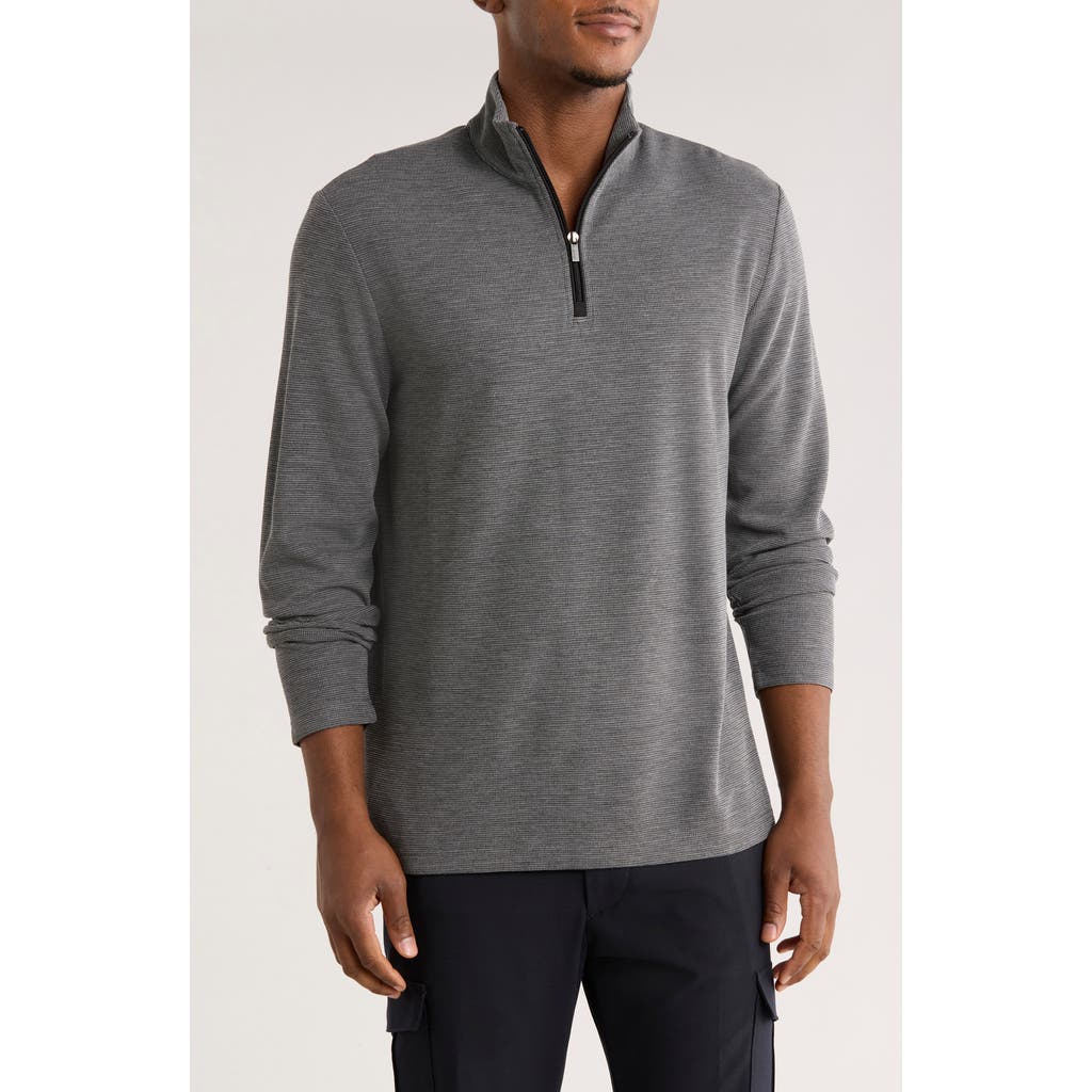Bugatchi Stretch Cotton Quarter Zip Pullover In Gray
