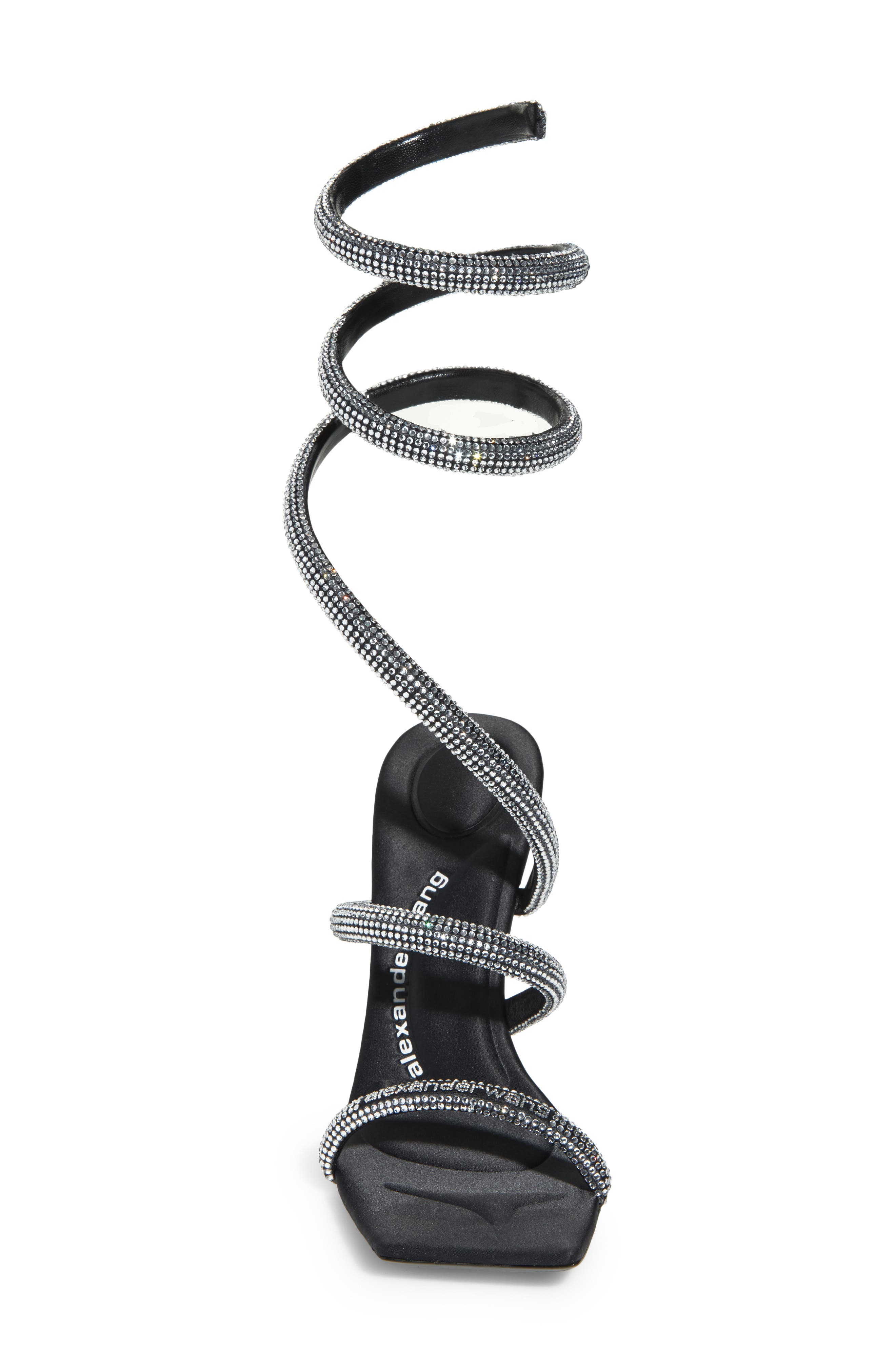 Julie Hotfix Coil Sandal, Alternate, color, BLACK/ SILVER