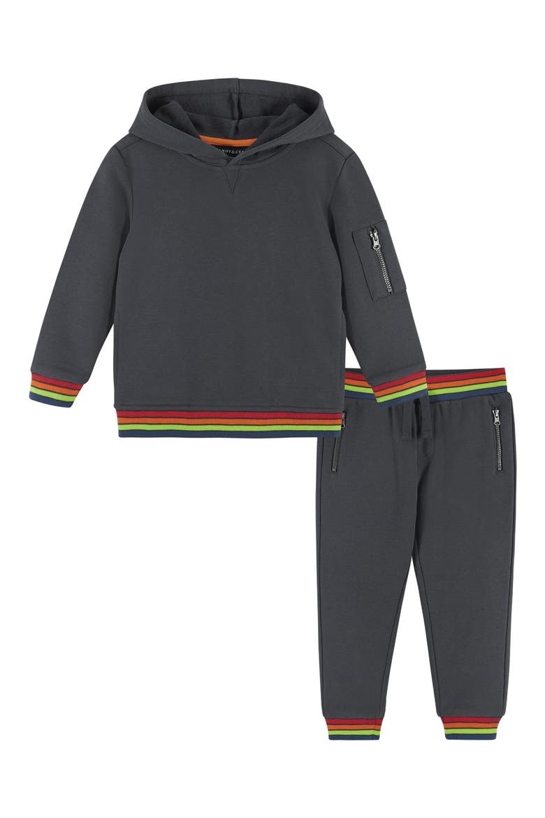 French Terry Hoodie & Joggers Set, Main, color, WASHED GREY