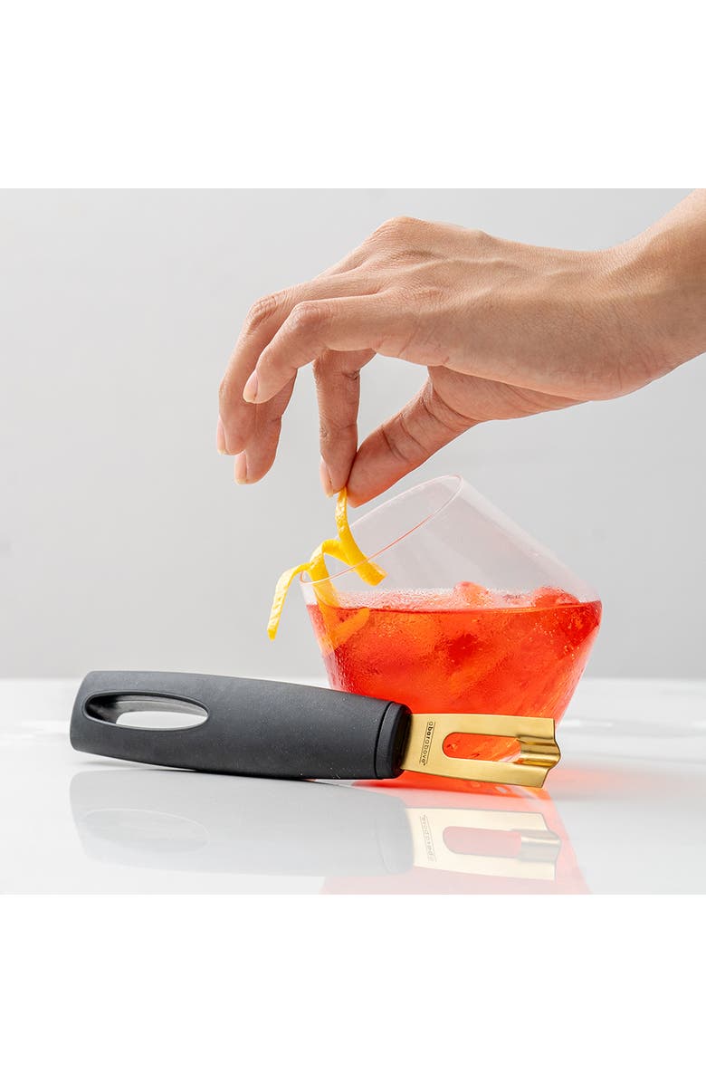 A Bar Above Gold Channel Knife, Black Handle, Alternate, color, Gold