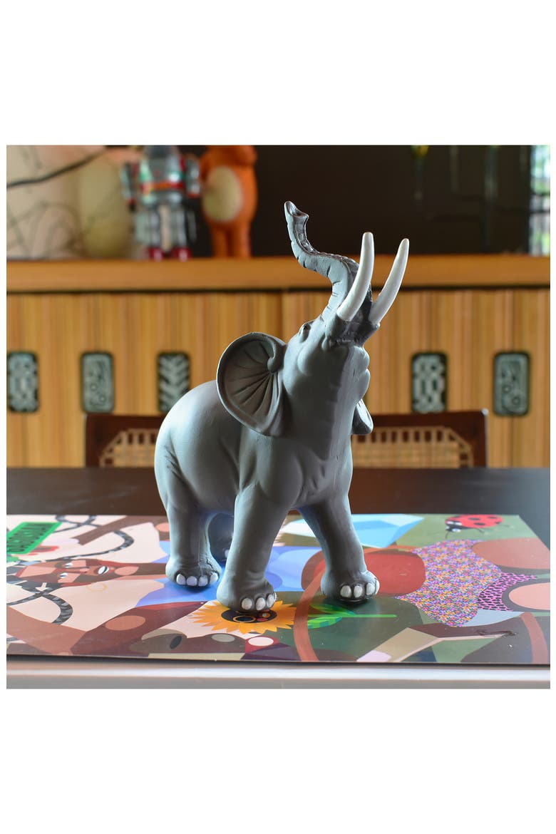 Solid Elephant Sculpture, Alternate, color, MATTE GREY STONE