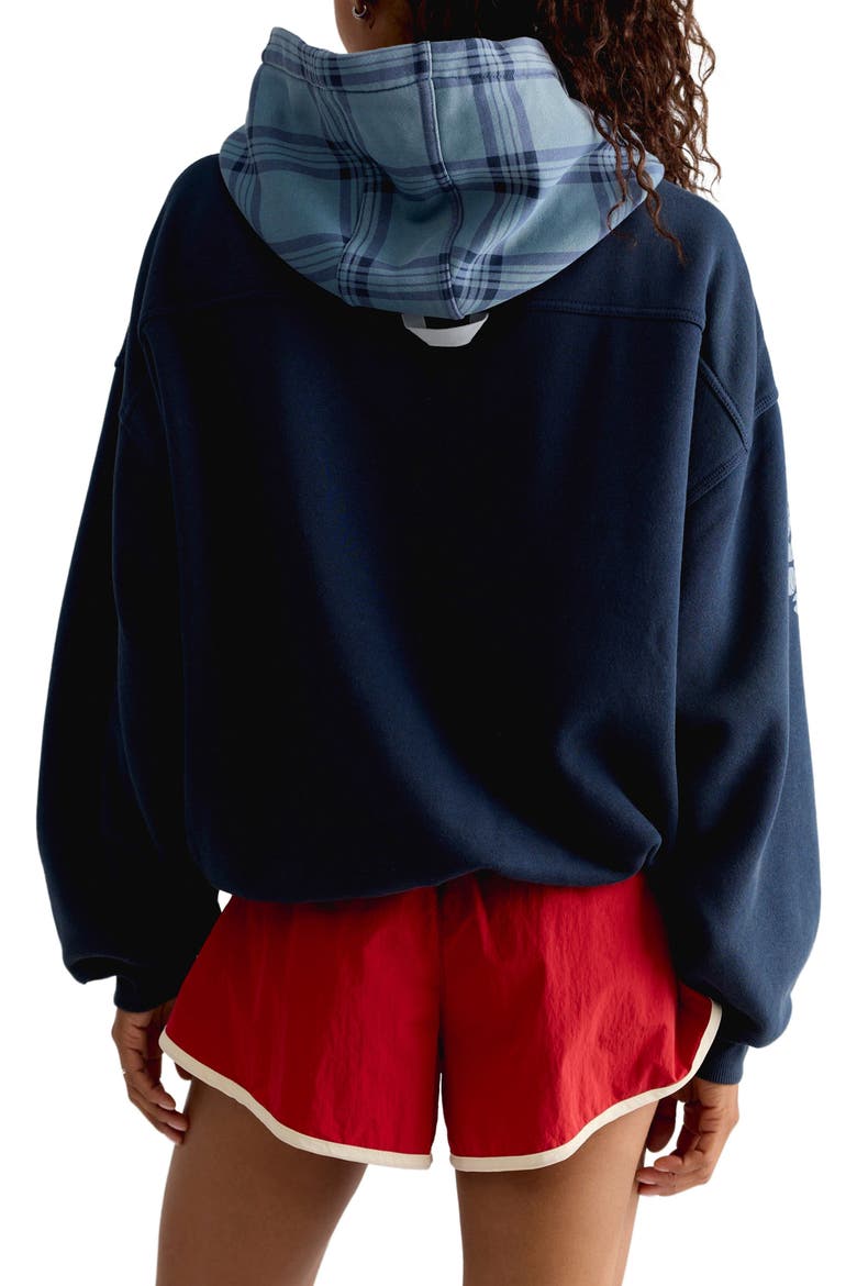 Plaid Hood Pullover Hoodie, Alternate, color, MIDNIGHT NAVY COMBO