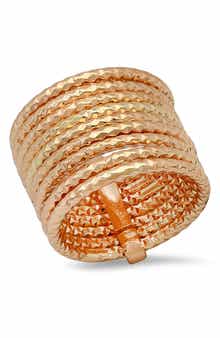 HMY JEWELRY Brass Hammered Stacked Ring