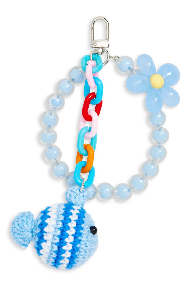 Kids' Blue Fish & Bead Bag Charm, Main, color, BLUE