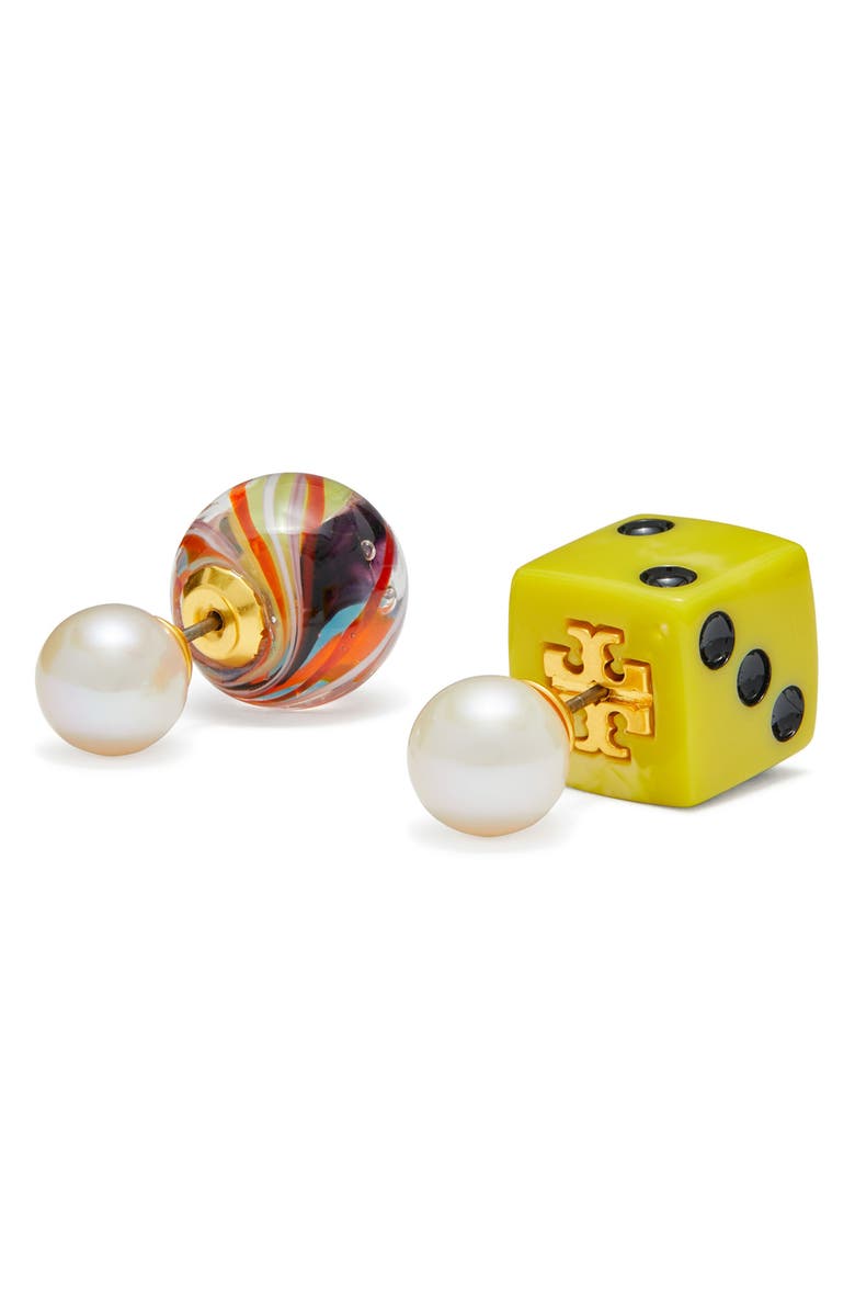 Tory Burch Reversible Cultured Pearl Earrings, Alternate, color,