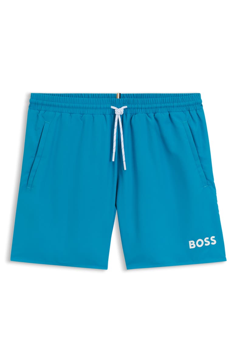 BOSS Starfish Solid Swim Trunks, Alternate, color, Turquoise