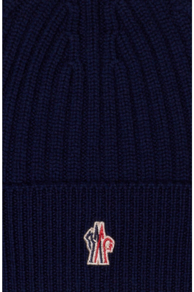 Embroidered Logo Rib Wool Beanie, Alternate, color, NAVY