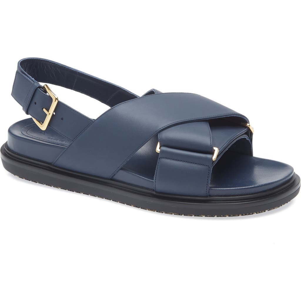 Marni Blue Leather Fussbett Sandals